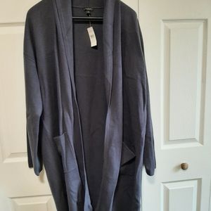 NWT Ann Taylor Factory Blue Slate Gray Open Front Cardigan Sz XL